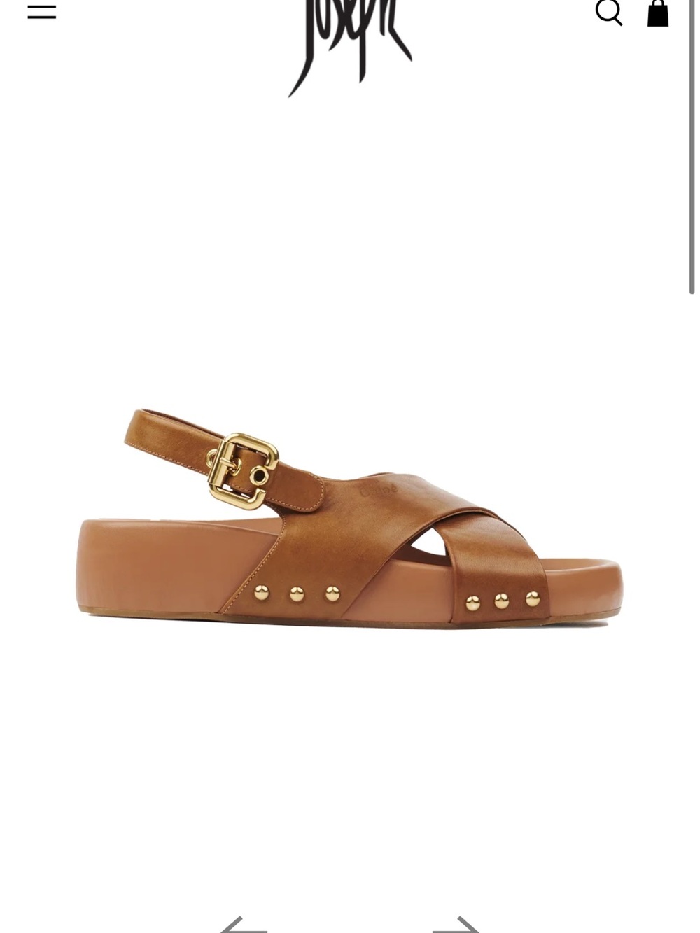 Chloe Tan Leather Studded Slingback Sandal with Gold Buckle